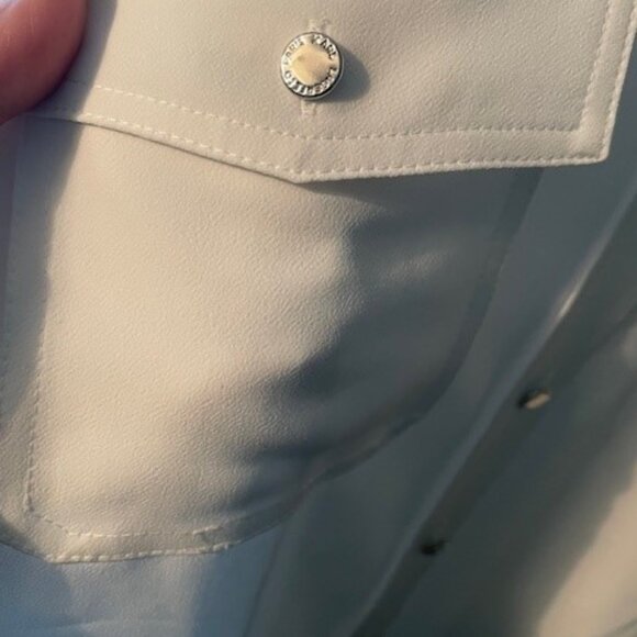 Karl Lagerfeld Paris Women's Epaulette Button up Shirt - Soft White - Picture 6 of 11